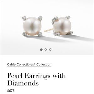 EuC Auth. David Yurman diamond pearl earrings 10mm